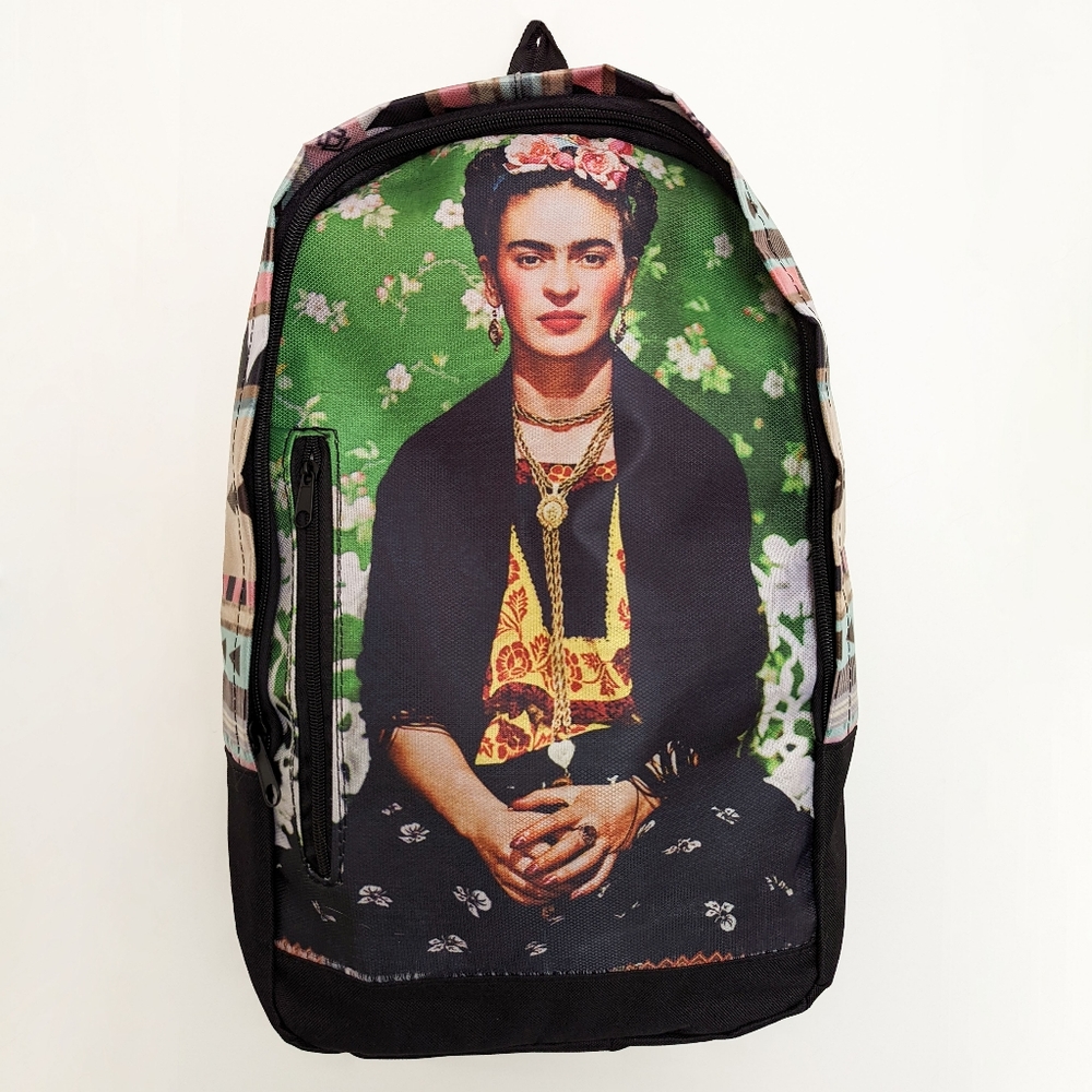 Frida Kahlo inspired backpack //  Aztec pattern on sides.